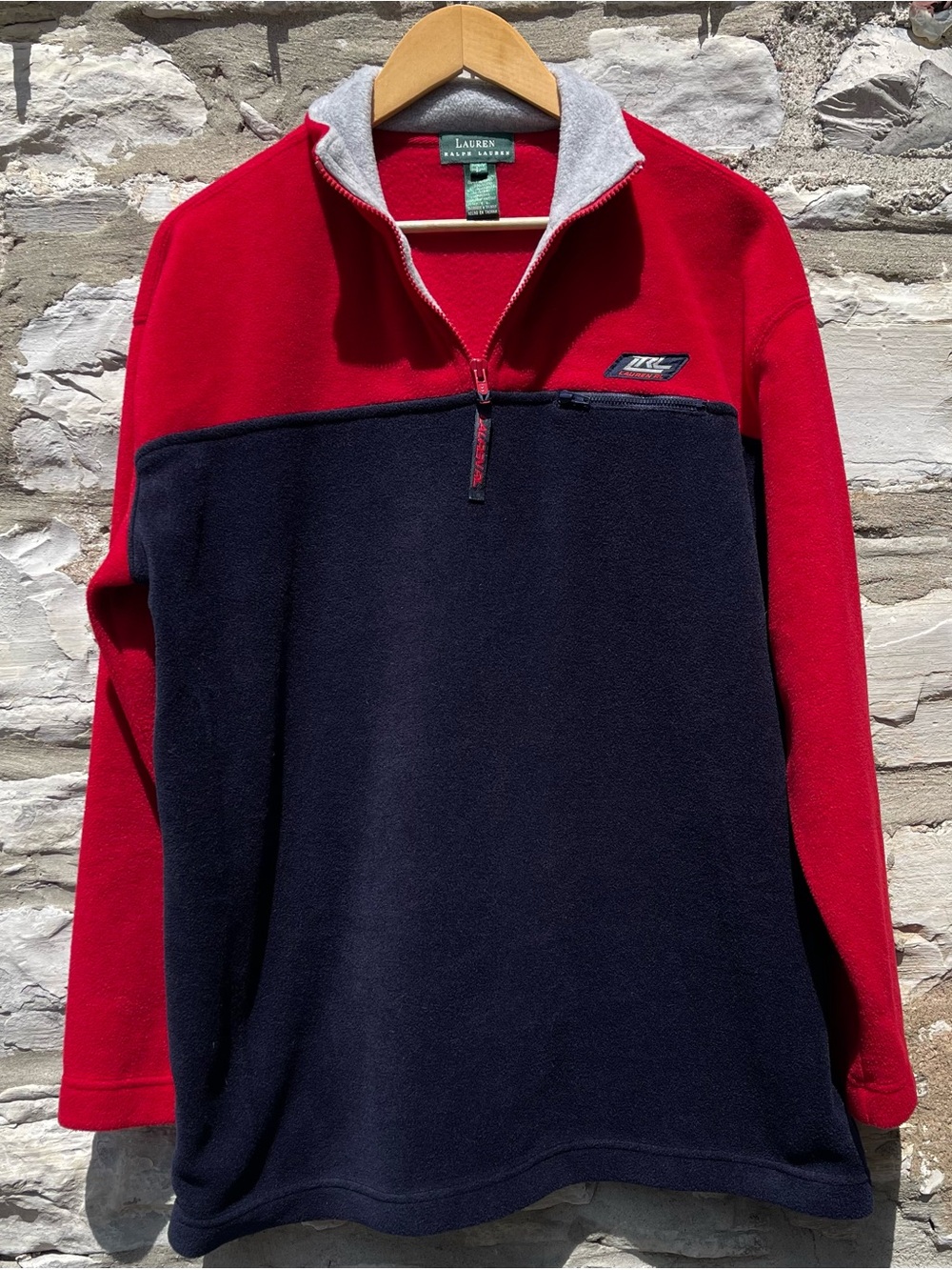 Vintage LRL Ralph Lauren Active Fleece Sweater Quarter Zip Mens Size Large